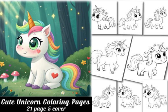 21 Cute Unicorn Coloring Pages for Kids