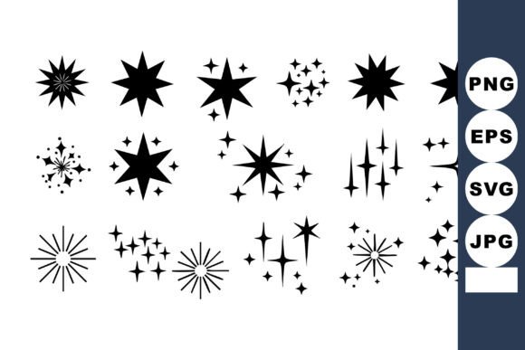 Black Sparkle and Starburst Vector Icons