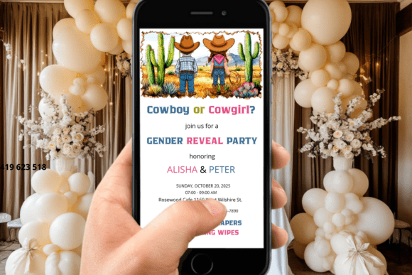 Cowboy Gender Reveal Invitation