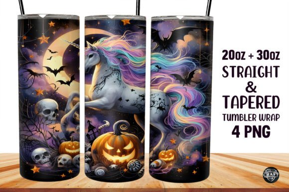 Dark Halloween Unicorn Tumbler Wrap 20oz