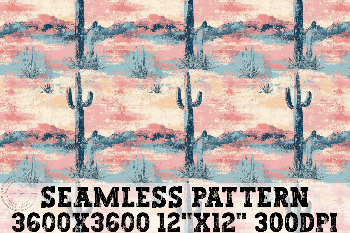 Desert Scene Seamless Pattern Graphic by Dirty South Graphics ...