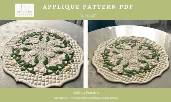 Floral Wreath Applique Quilt Pattern PDF