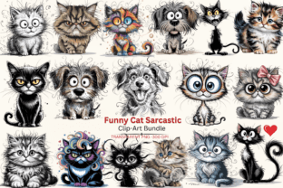 Funny Cats Clipart Bundle, Sarcastic Cat Graphic by ArtiCraft Designs ...