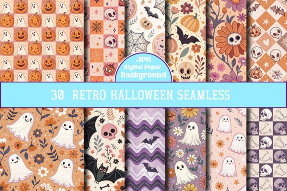 Retro Halloween Seamless Pattern Graphic Patterns By Bundle