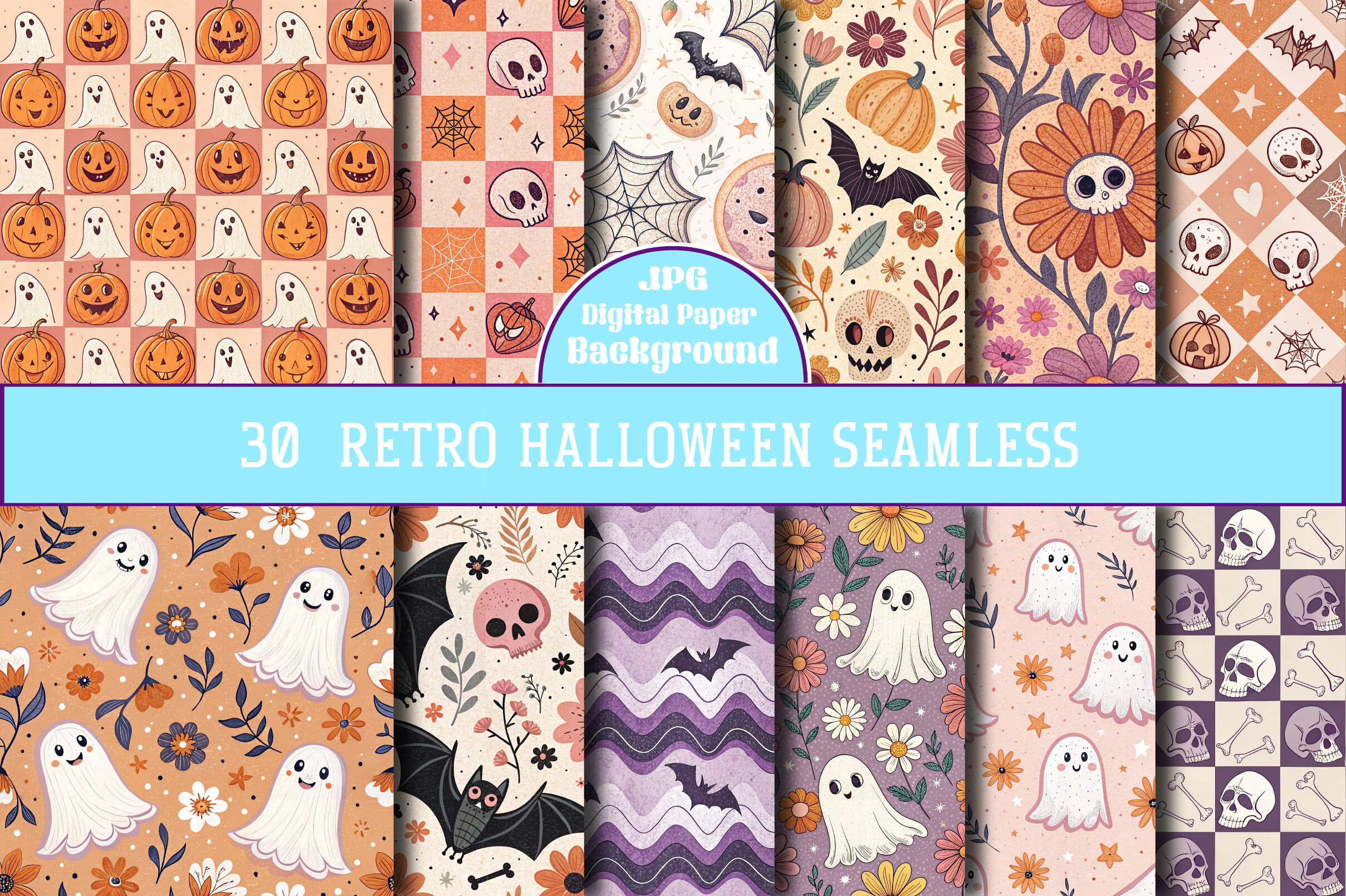 Retro Halloween Seamless Pattern Graphic by Bundle · Creative Fabrica