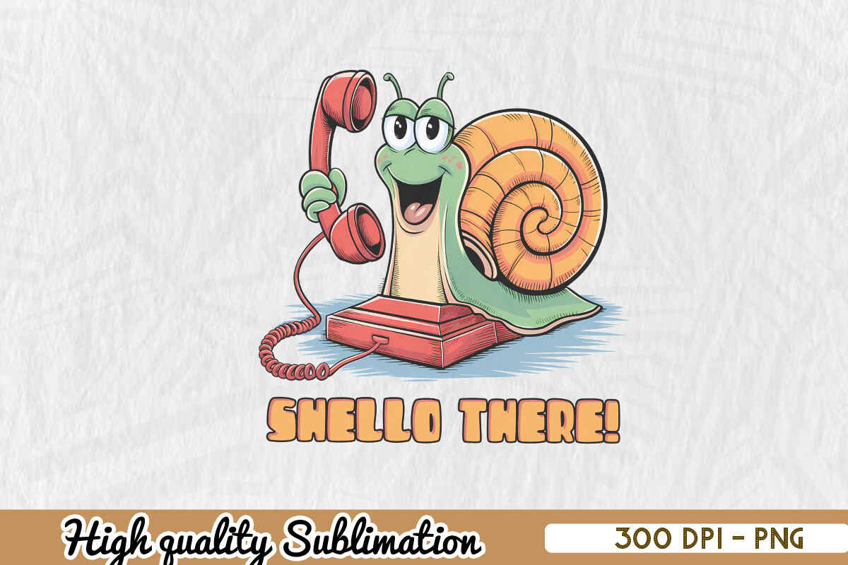 Shello There Funny Snail Hello Pun PNG Graphic by Zanynoti · Creative ...