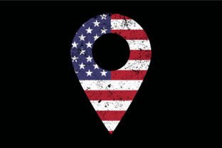 USA Flag Grunge Location Marker