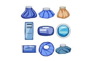 Ice pack for injuries set cartoon