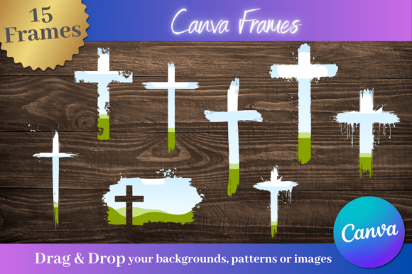 15 Distressed Cross Canva Frames