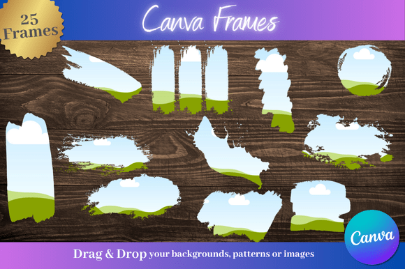 Brush stroke custom Canva frame templates