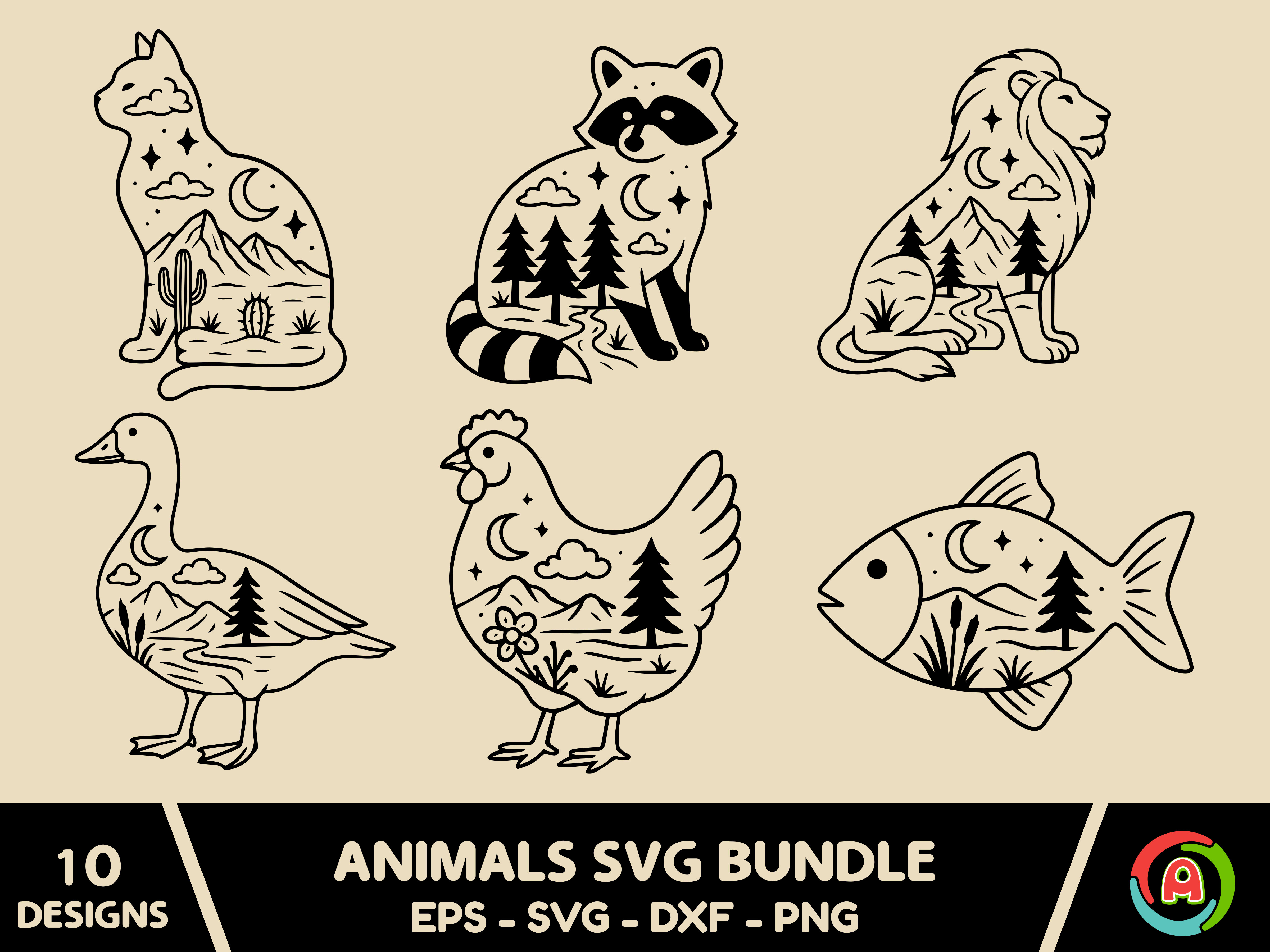 Animal Nature Landscape Bundle Graphic by aurnobnandy · Creative Fabrica