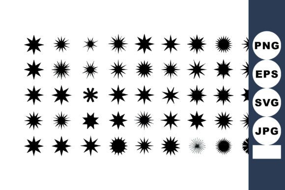 Black Starburst Shapes Collection Vector