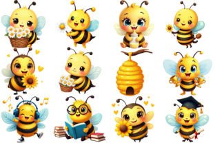 Cute Bees Clipart PNG Graphic by NataClipArts · Creative Fabrica