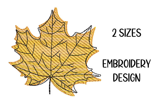 Stich Fall Drawing Fall Leaf Stitch Design 3 Sizes · Creative Fabrica
