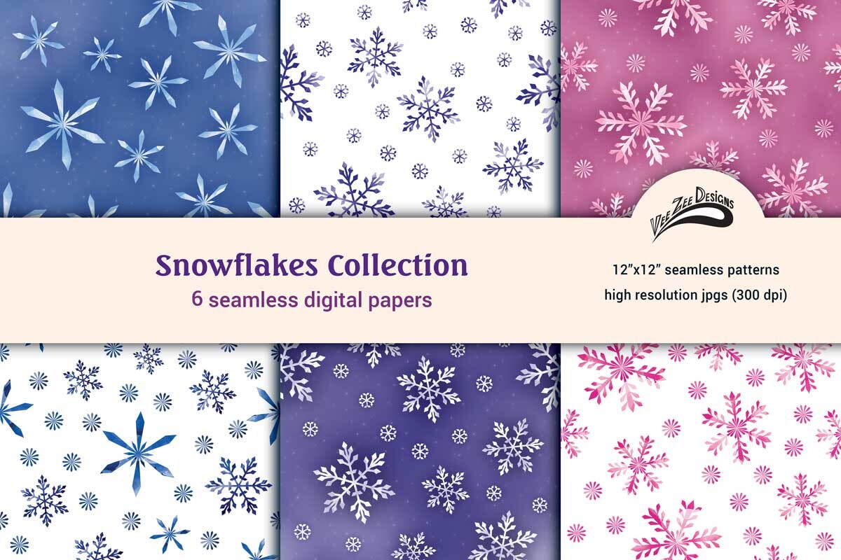 Snowflake Digital Paper Bundle Pack Graphic by Vee Zee Designs ...