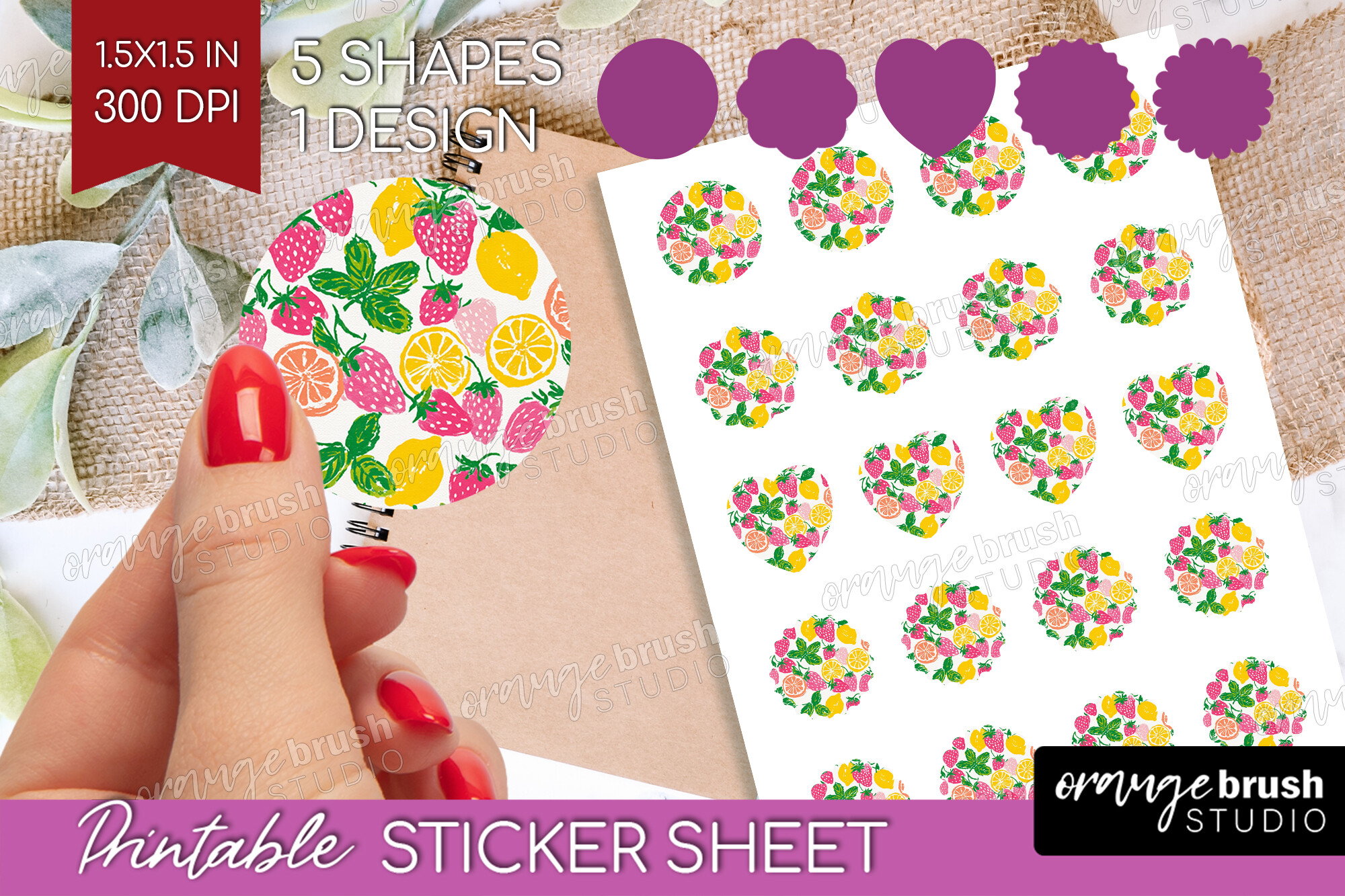 Tutti Frutti Printable Sticker Sheet Graphic by Orange Brush Studio ...