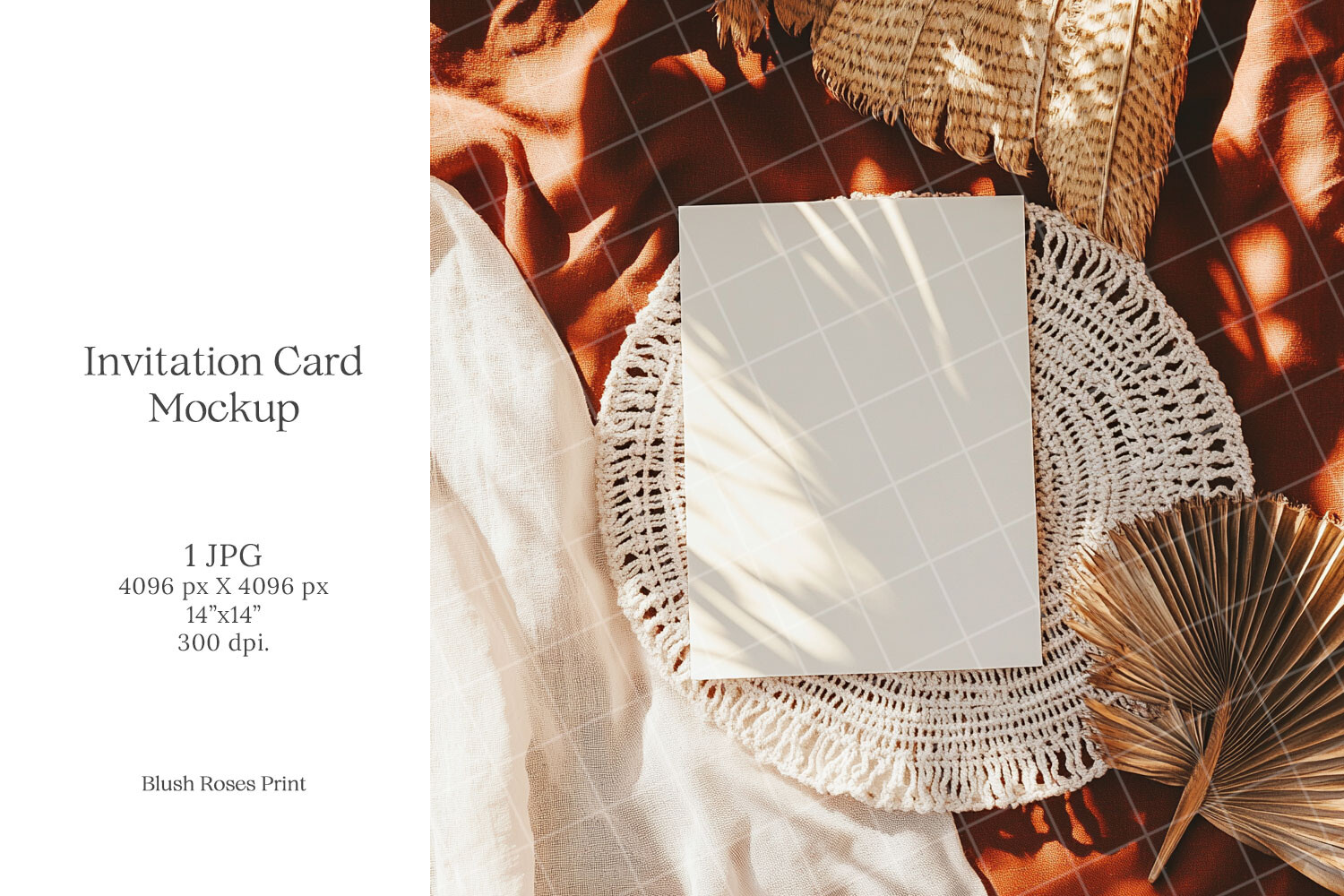 Boho 5x7 Invitation Card Mockup Wedding Graphic by Blush Roses ...