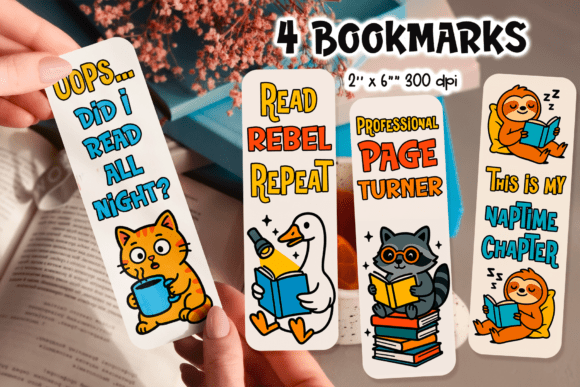 Funny Animal Reading Bookmarks PNG