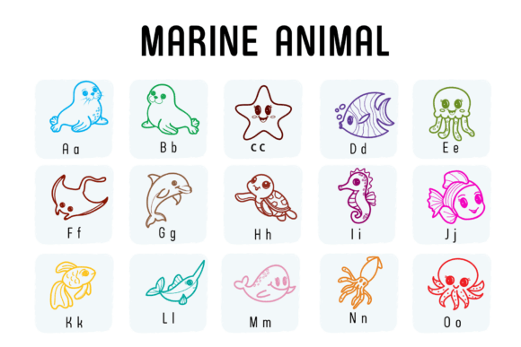 Marine Animal Font PNG with transparent background - Preview 1