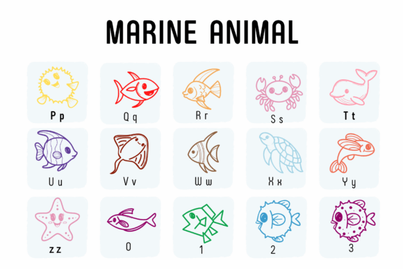 Marine Animal Font PNG with transparent background - Preview 2