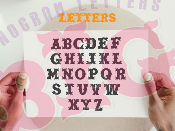 Monogram Letters Font PNG with transparent background - Preview 3