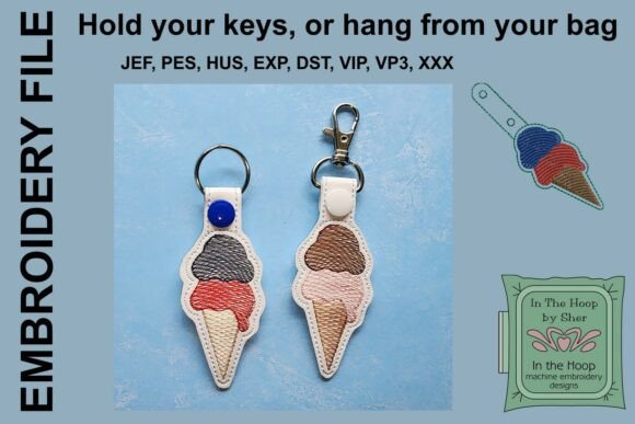 Patriotic Ice Cream Cone Key Fob
