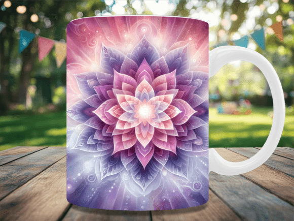 Purple Cosmic Lotus Mug Wrap Design Graphics