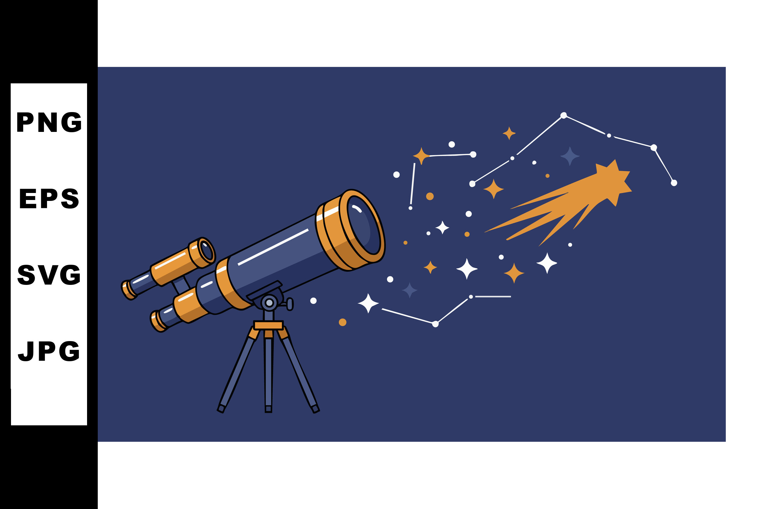Telescope with constellation and comet i