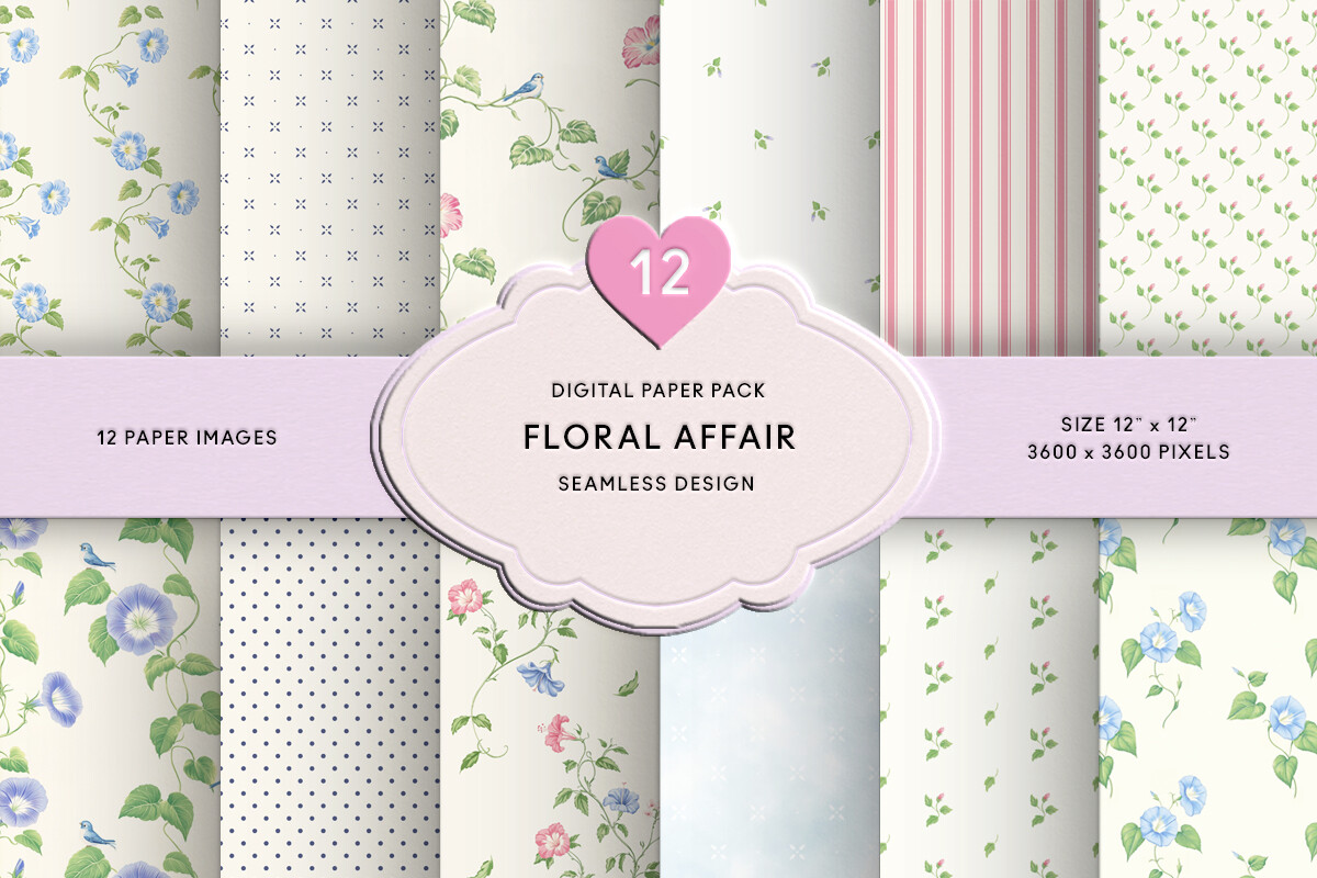 Vintage Pink Floral & Bird Digital Paper Graphic by Petite Meadow ...