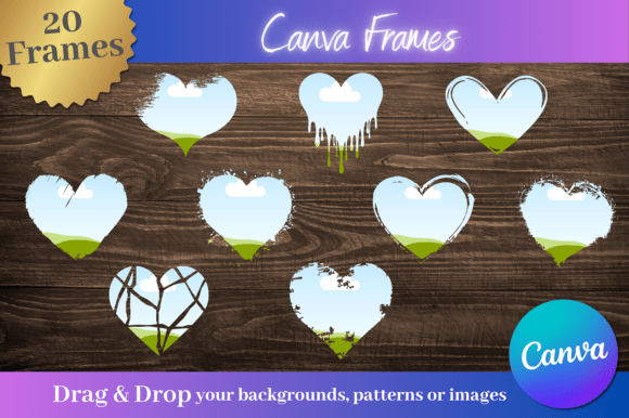 20 Custom Heart Shaped Canva Frames