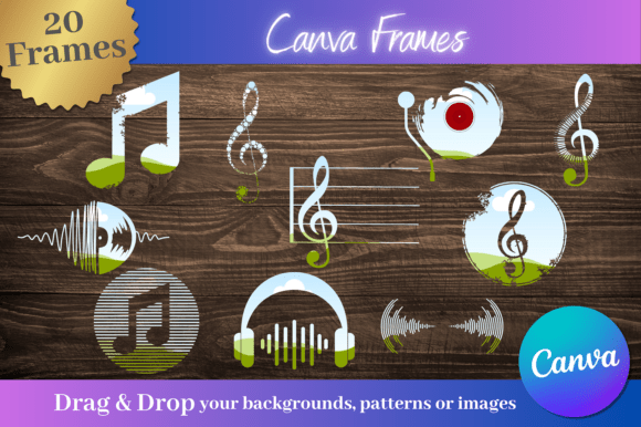 20 Musical Item Custom Canva Frames