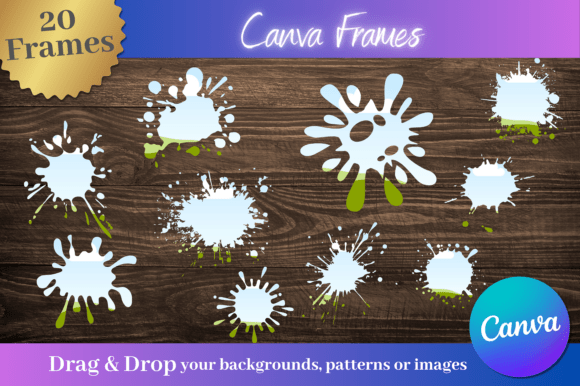 Paint splatter custom Canva frame templates