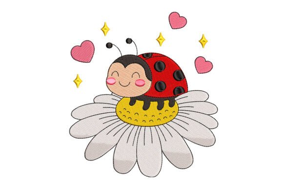 Cute Garden Ladybug with Flower