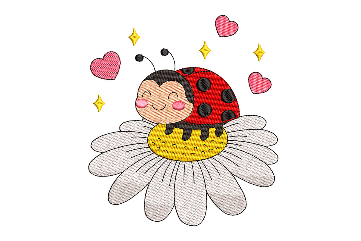Cute Garden Ladybug with Flower