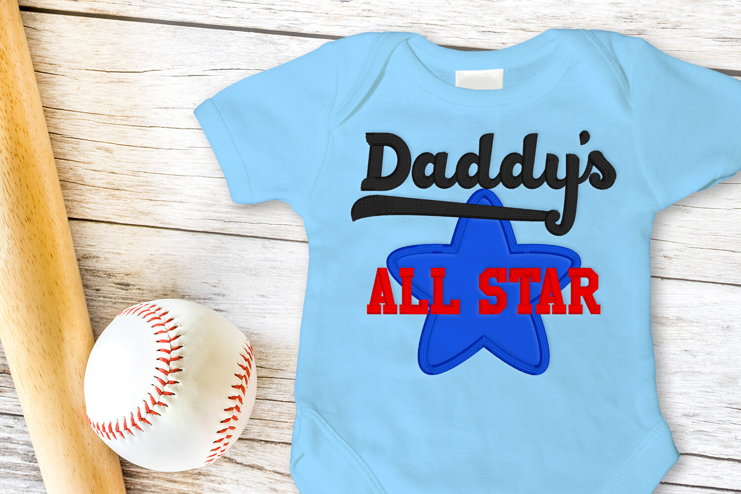 Daddy's All Star Applique Embroidery