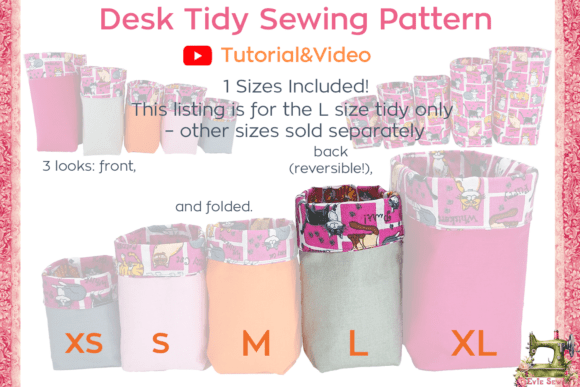 Desk Tidy - L SIZE - Sewing Pattern PDF