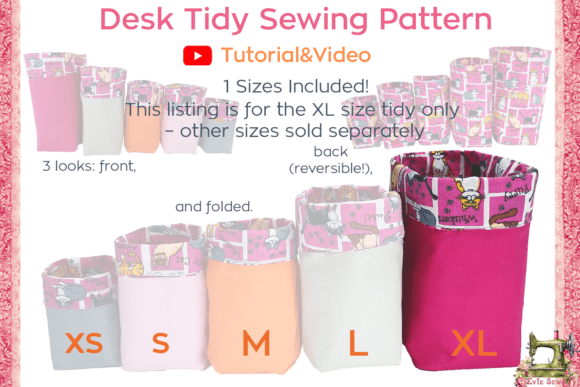 Desk Tidy - XL SIZE - Sewing Pattern PDF