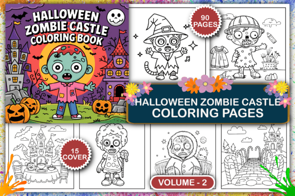 Halloween Zombie Castle Coloring Pages