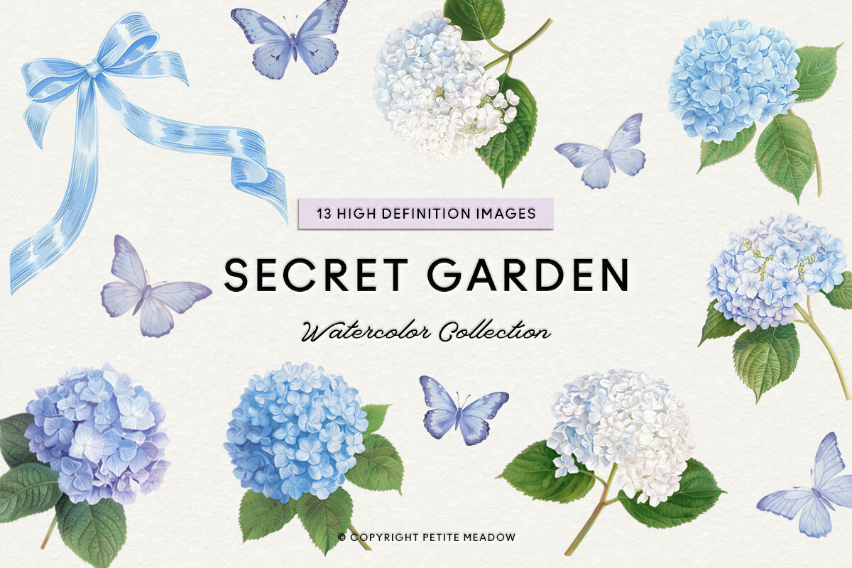 Watercolor Blue Hydrangea Clipart PNG Graphic by Petite Meadow ...