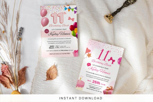 11th Birthday Invitation Card Template