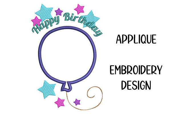Balloon Appliqué with Happy Birthday