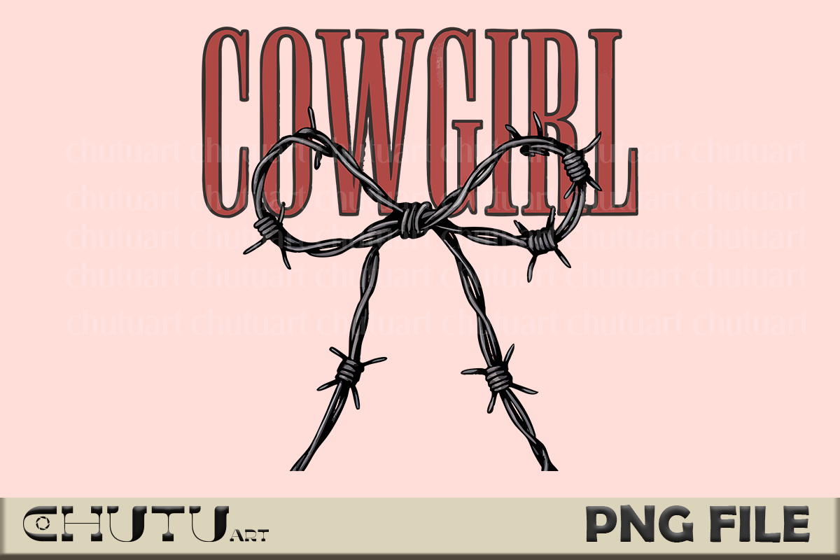 Barbed Wire Bow Cowgirl PNG