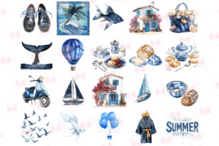 Blue Aesthetic Summer Clipart Graphic by Markicha Art · Creative Fabrica