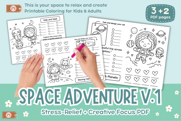 Coloring Practice Pages Space Adventure