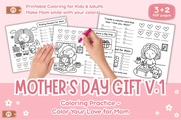 Coloring Practice Worksheets Mother Day