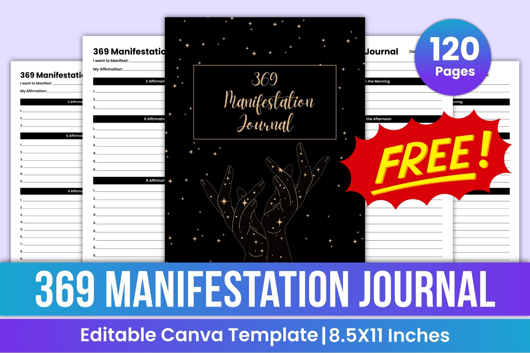 Free 369 Manifestation Journal Canva Kdp Graphic by Mustafiz · Creative ...