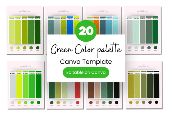 Green Canva codes graphics palette with hex codes