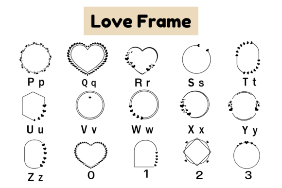 Love Frame Font PNG with transparent background - Preview 6