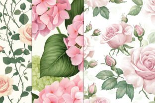 Pink Rose & Pink Hydrangea Digital Paper Graphic by GoLdeN ArT ...
