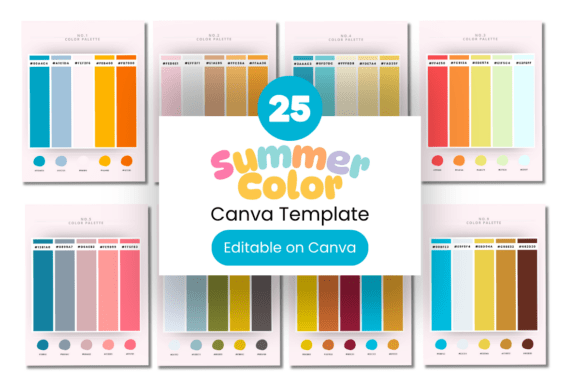Summer Canva color palette with hex codes